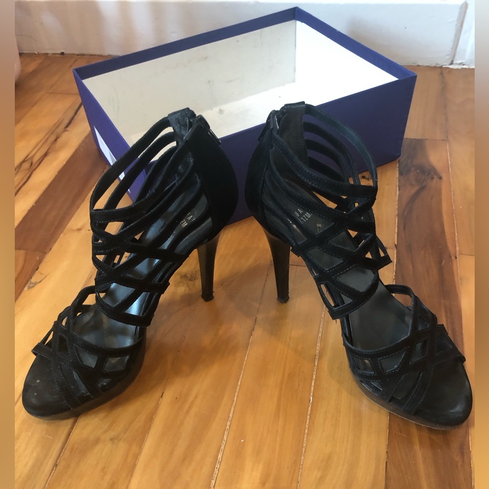 Stuart Weitzman Array Nubuc Black Platform Sandal… - image 4